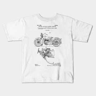 Motorcycle Patent Black Kids T-Shirt